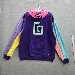 Karl Jacobs Men Hoodie XL Purple Logo Embroidery Colorblock Fleece Geometric